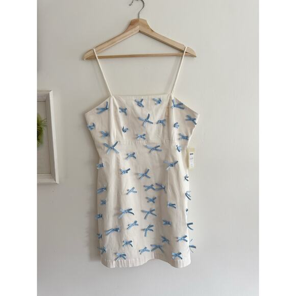 BHLDN Blue Bow Fitted Mini Dress Size 12 NEW - Picture 6 of 11